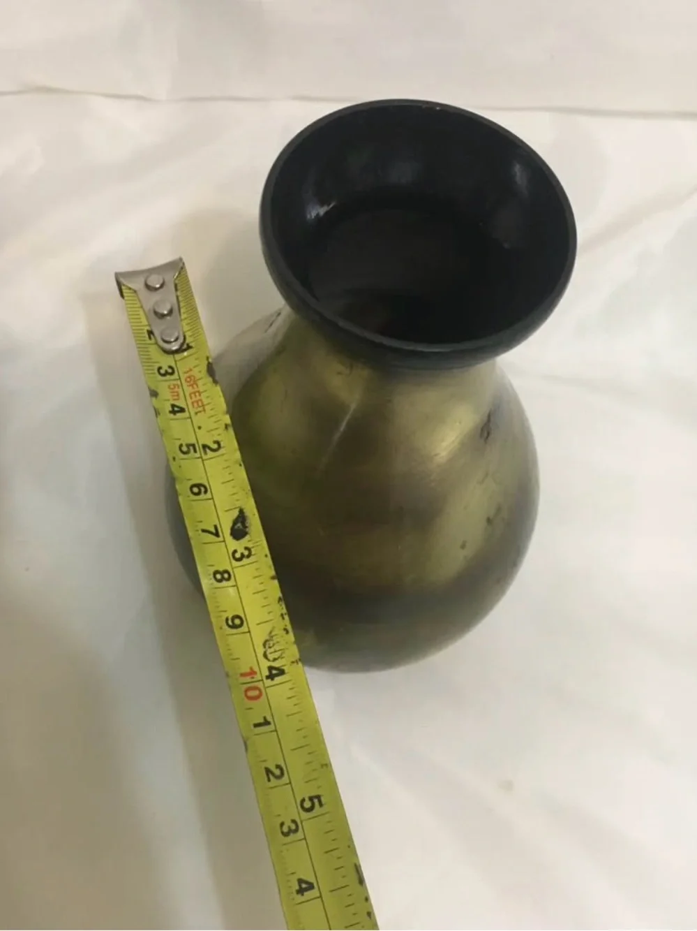 Weighted Bronze Metal Urn Vase with Magnetic Iron Base | Vintage Home Decor